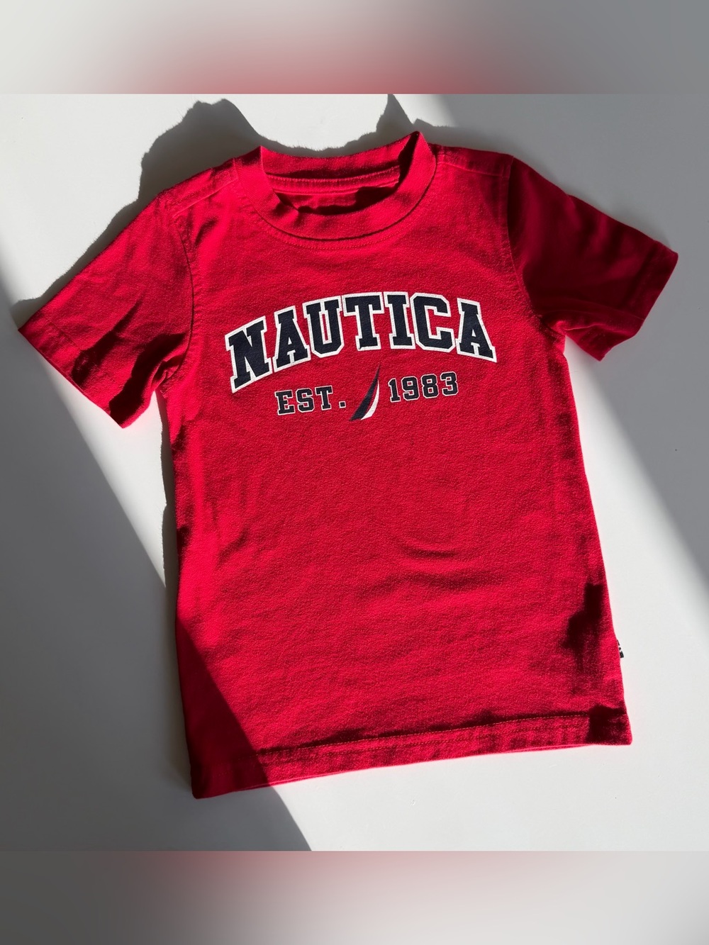 Nautica Boys Bright Red Logo Tee
